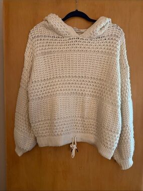 Cozy Knit Hooded Sweater - Cream